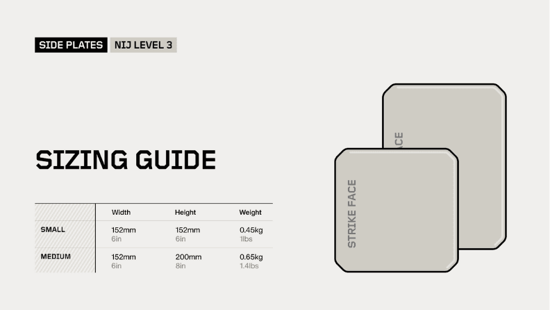 PGD LW NIJ III Side Plate, size guide