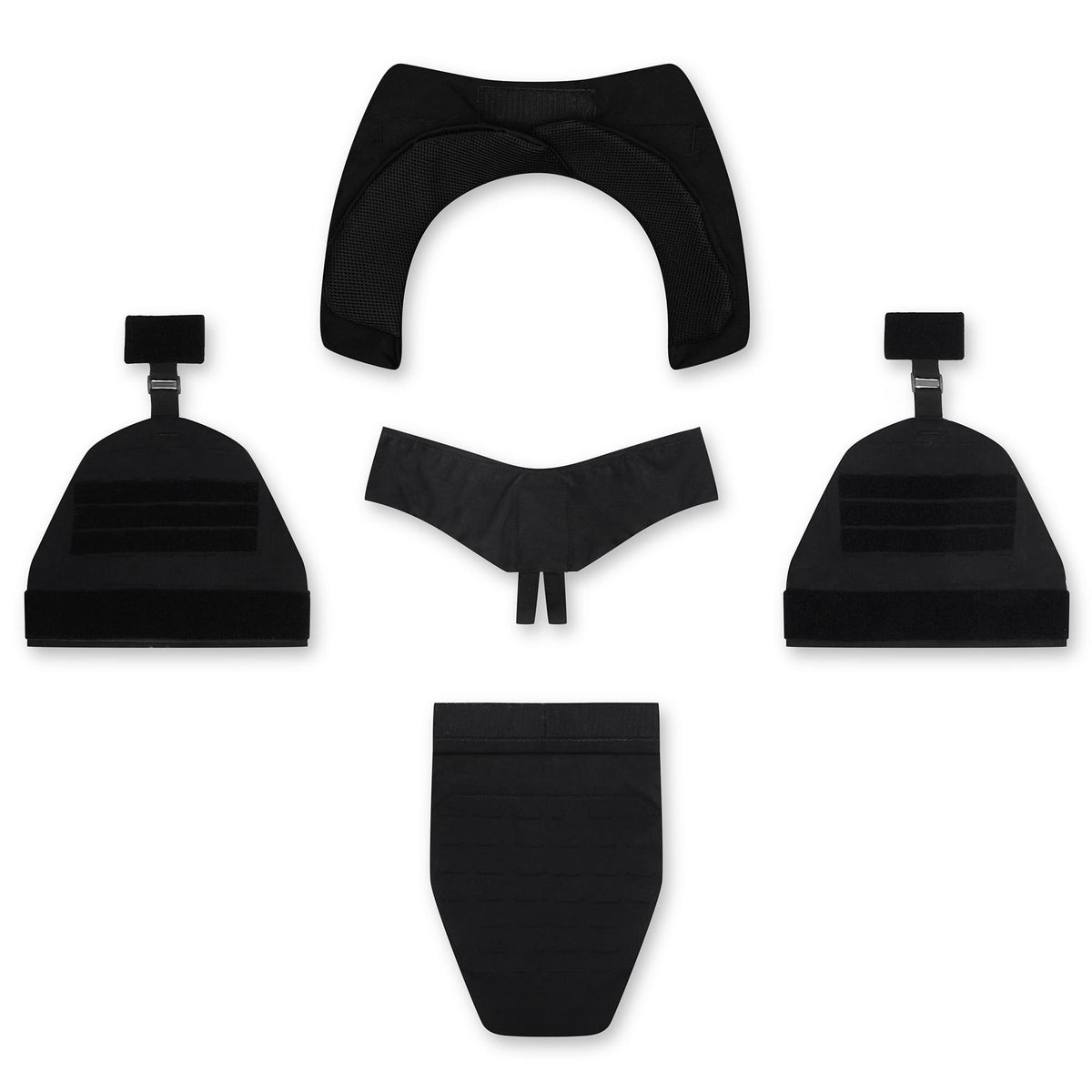 PGD FRAG IIIA Throat Add-on, Black, shown with the other FRAG add-ons